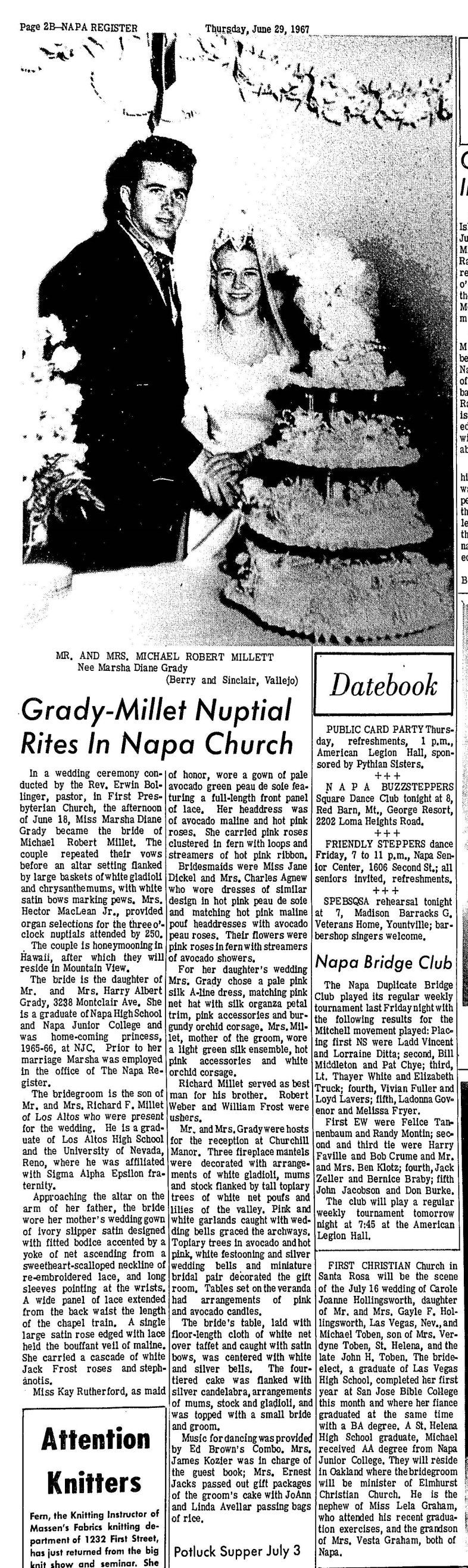 Napa newlyweds from 1967
